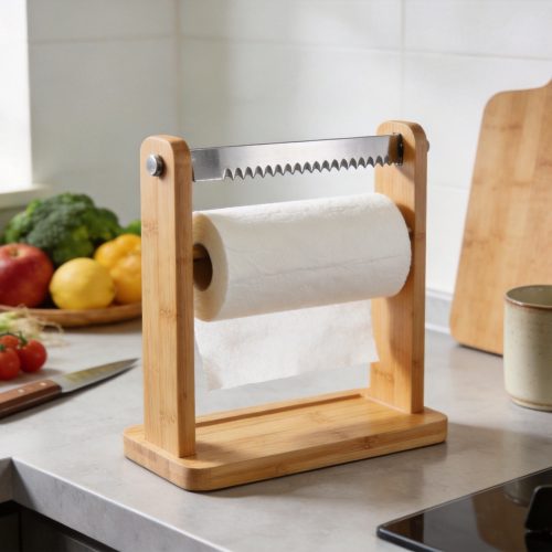 Bamboo Paper Towel Holder with Cutting Edge